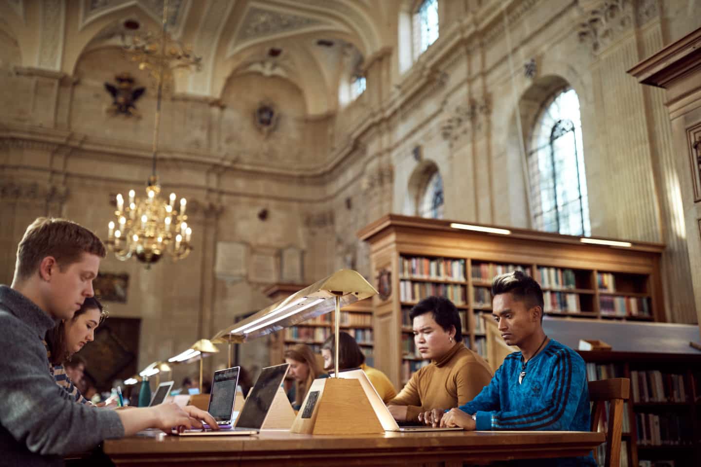 Students working in the Lincoln College Library