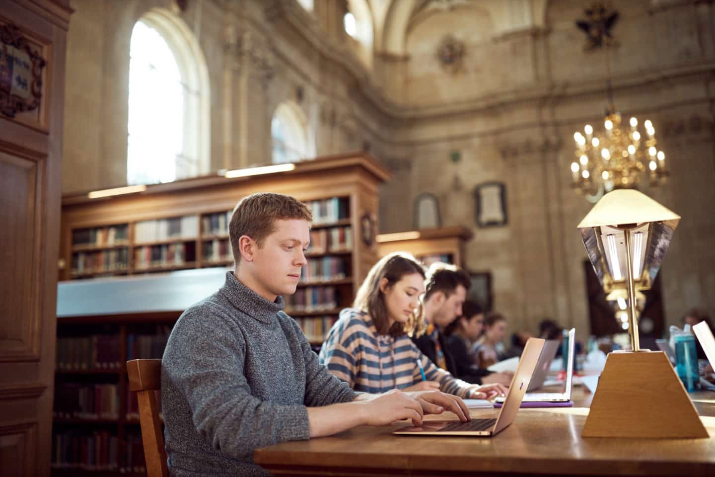 Students working in the Lincoln College Library