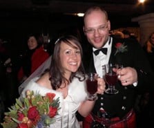 Photo of Anne Perry née Whittick and Guy Perry getting married in the chapel in 2009