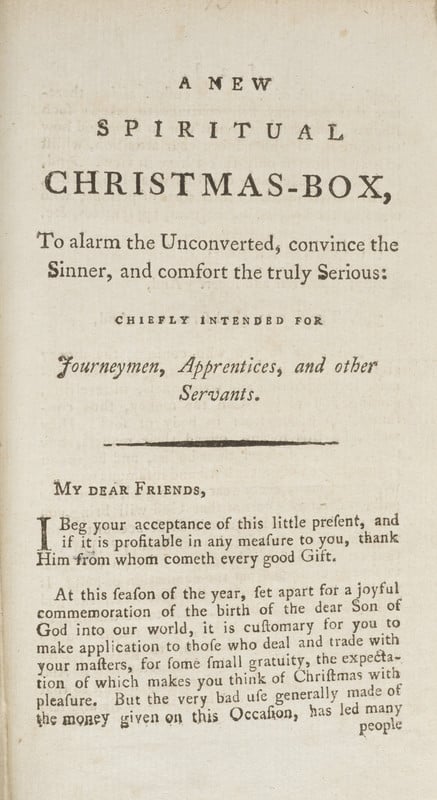 Front page of a pamphlet titled A New Spiritual Christmas-box