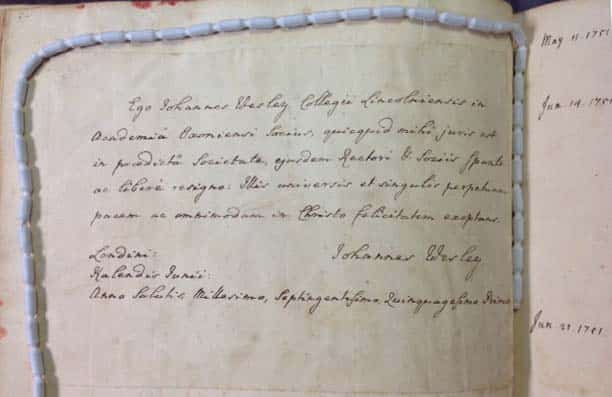 Handwritten text featuring Wesley's letter of resignation