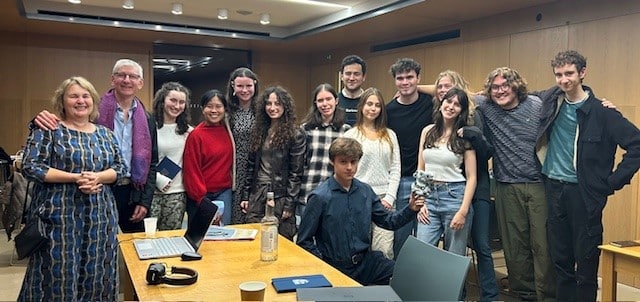 Posed photo of student callers