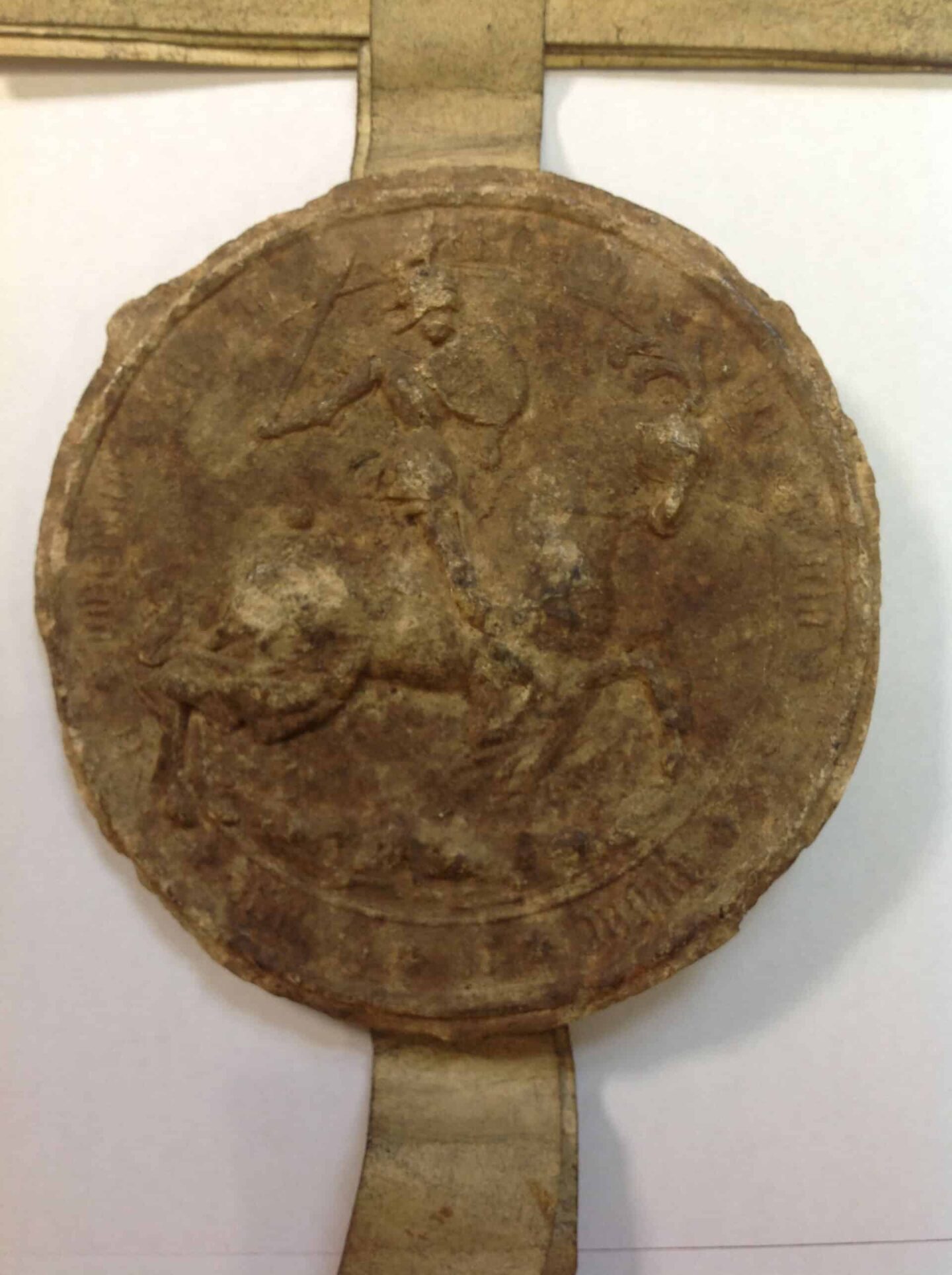Monumental Great Seal of Richard III, featuring a faded image of a man on a horse