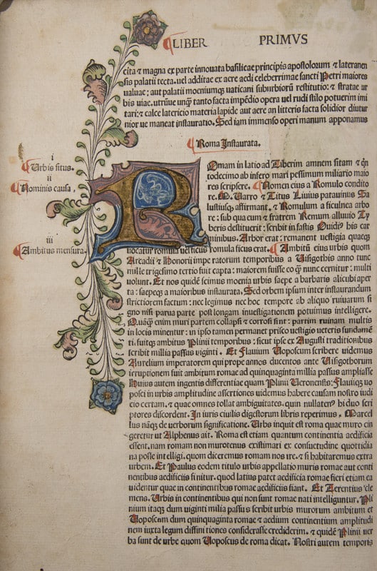 Page of an old printed book, featuring a large stylised initial